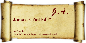 Jancsik Anikó névjegykártya